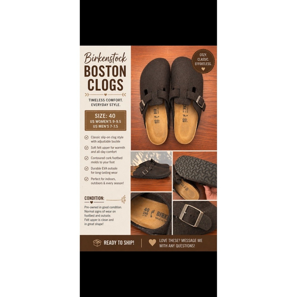 Birkenstock Boston Wool Felt Clog Size 40 US 9.5 Anthracite gray Wool Felt Shoes